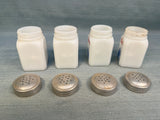 Vintage Hazel Atlas Milk Glass Spice Shakers Set with Rack