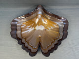 Set of 3 Iridescent Glass Gingko Leaf Trays