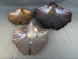Set of 3 Iridescent Glass Gingko Leaf Trays