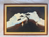 Homer Costello 1960s Abstract Hillside Landscape Original Art, Framed, 41" x 29"