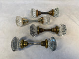 Antique Clear Glass Door Knob Sets with Spindles - 4 Different Pairs
