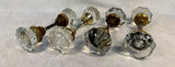 Antique Clear Glass Door Knob Sets with Spindles - 4 Different Pairs