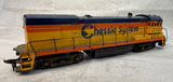 Vintage HO Scale Chessie System Engine and Model Train Box Cars