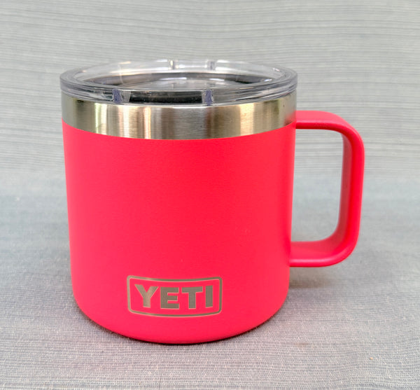 Coral Pink Yeti Rambler 14 oz. Mug with Lid