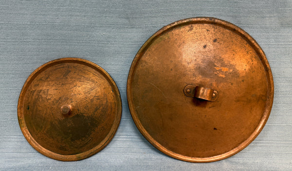 Vintage Hammered Copper Pot Lids - Set of 2