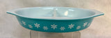 Vintage Pyrex 1.5 Qt Snowflake Blue Divided Dish