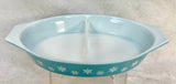 Vintage Pyrex 1.5 Qt Snowflake Blue Divided Dish