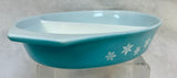 Vintage Pyrex 1.5 Qt Snowflake Blue Divided Dish
