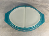 Vintage Pyrex 1.5 Qt Snowflake Blue Divided Dish