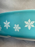 Vintage Pyrex 1.5 Qt Snowflake Blue Divided Dish
