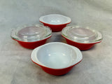 Pyrex Deep Pink 8 oz. Round Ovenware Dishes - Lot of 4 Bowls, 2 Lids