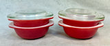Pyrex Deep Pink 8 oz. Round Ovenware Dishes - Lot of 4 Bowls, 2 Lids