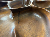 Carved Wood Leaf Sectional Serving Tray Monkey Pod Wood Hawaii