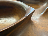 Carved Wood Leaf Sectional Serving Tray Monkey Pod Wood Hawaii