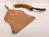 Antique Art Nouveau Copper Crumb Dust Pan and Broom Set