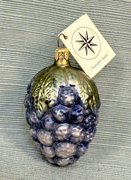 Christopher Radko Frosted Purple Berries Fruit Glass Ornament with Tag