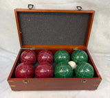 Vintage Bocce Ball Set in Wood Case