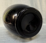 Large Black Glass Two-Handled Vase with Silver Overlay