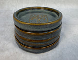 Blue Round Ceramic Tree Coasters - Set of 4