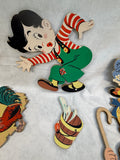 Vintage Nursery Rhymes 1950s Dolly Toy Wall Hangings - Lot of 6