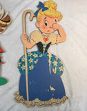 Vintage Nursery Rhymes 1950s Dolly Toy Wall Hangings - Lot of 6