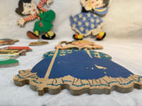 Vintage Nursery Rhymes 1950s Dolly Toy Wall Hangings - Lot of 6