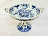 Vintage Delft Blue on White Pedestal Dish