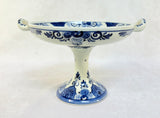 Vintage Delft Blue on White Pedestal Dish