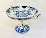 Vintage Delft Blue on White Pedestal Dish