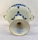Vintage Delft Blue on White Pedestal Dish