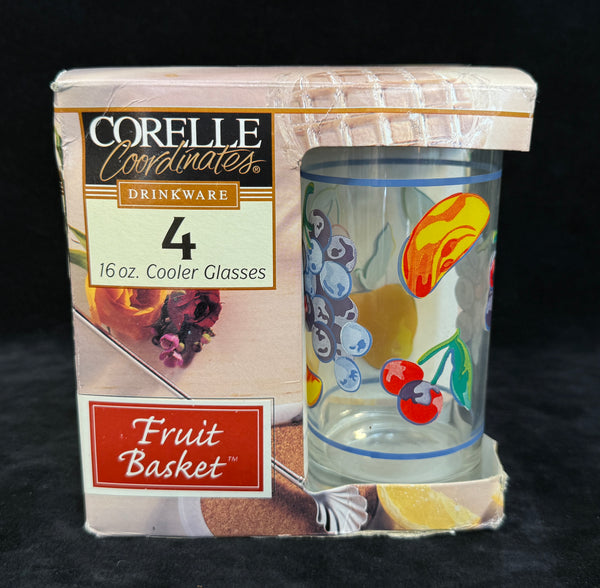 Corelle Coordinates Fruit Basket 16 oz. Glasses Drinkware - Lot of 4