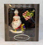 Christopher Radko 25th Anniversary Santa & Present Glass Ornaments