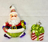 Christopher Radko 25th Anniversary Santa & Present Glass Ornaments