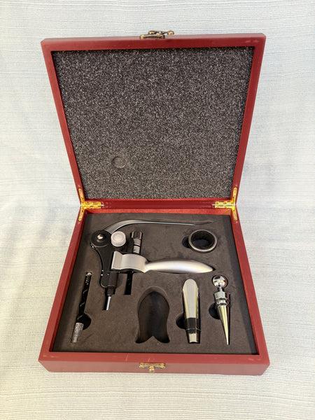 Connoisseur Corkscrew Deluxe Wood Box Set (missing foil cutter)