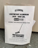 US General Lightweight Aluminum Jack 91039 - 3000 lbs. Lift Capacity