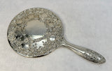 Silver Plated Ornate Rose Patten Vanity Hand Mirror (Missing Mirror)