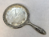 Silver Plated Ornate Rose Patten Vanity Hand Mirror (Missing Mirror)