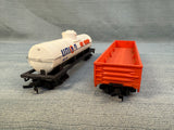 Union 76 Tanker and Rio Grande Gondola HO Scale Model Train Cars