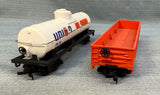 Union 76 Tanker and Rio Grande Gondola HO Scale Model Train Cars