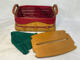 2003 Longaberger Christmas Collection Traditions Basket w/Lid, 2 Fabric & 1 Plastic Liner