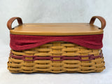 2003 Longaberger Christmas Collection Traditions Basket w/Lid, 2 Fabric & 1 Plastic Liner