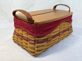 2003 Longaberger Christmas Collection Traditions Basket w/Lid, 2 Fabric & 1 Plastic Liner