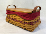 2003 Longaberger Christmas Collection Traditions Basket w/Lid, 2 Fabric & 1 Plastic Liner