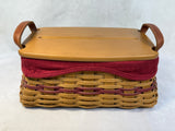 2003 Longaberger Christmas Collection Traditions Basket w/Lid, 2 Fabric & 1 Plastic Liner