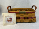 2003 Longaberger Christmas Collection Traditions Basket w/Lid, 2 Fabric & 1 Plastic Liner