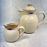 Noritake Stoneware Raindance Coffee Pot & Cream Pitcher