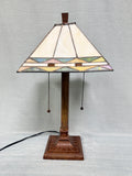 Aztec Design Stained Glass Shade Table Lamp