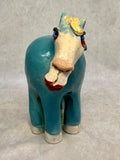 Raku Zoo Blue Horse Whistle by Chris Moses, Signed by Artist