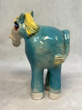 Raku Zoo Blue Horse Whistle by Chris Moses, Signed by Artist