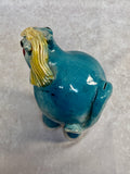 Raku Zoo Blue Horse Whistle by Chris Moses, Signed by Artist